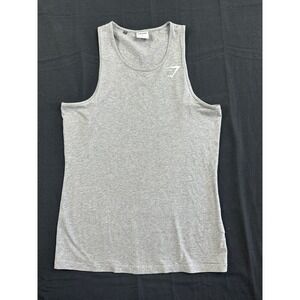 Gymshark Mens Grey Marl Sleeveless Workout Tank Top Size S Shark Logo Activewear